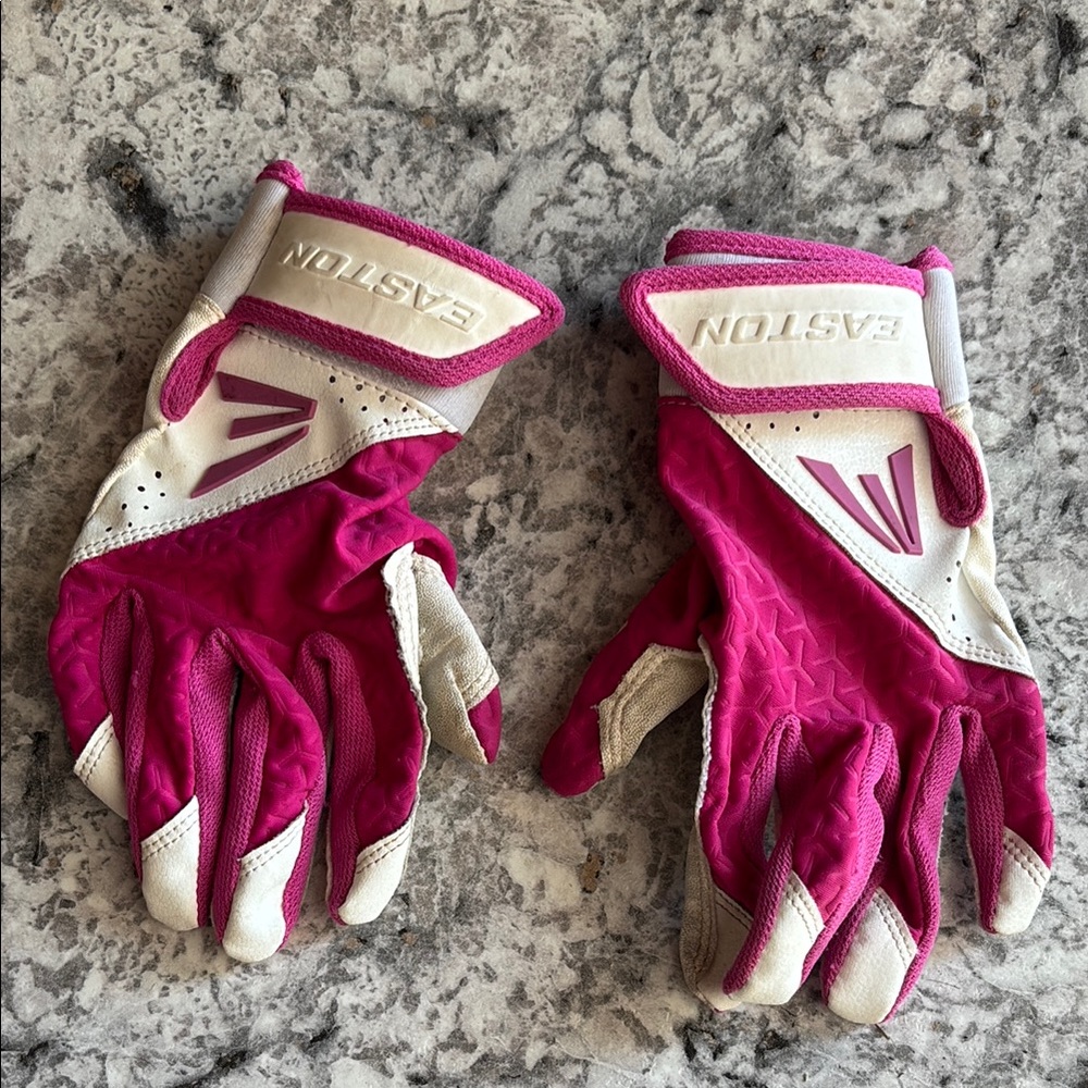 Easton Fuchsia and White Athletic Gloves